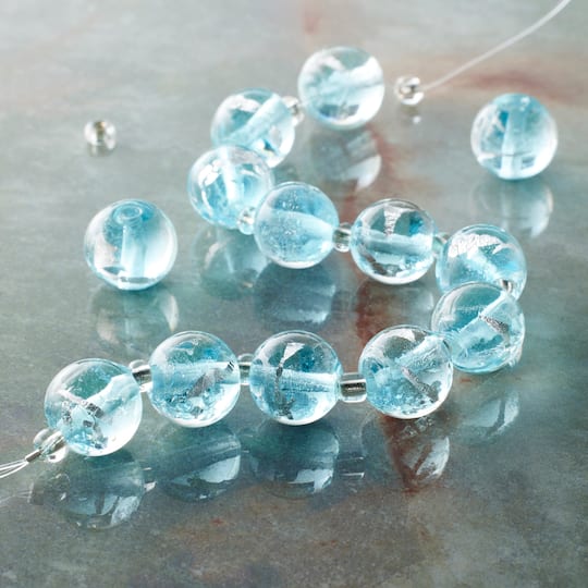 12 Pack: Aqua Lampwork Glass Stripe Beads by Bead Landing™